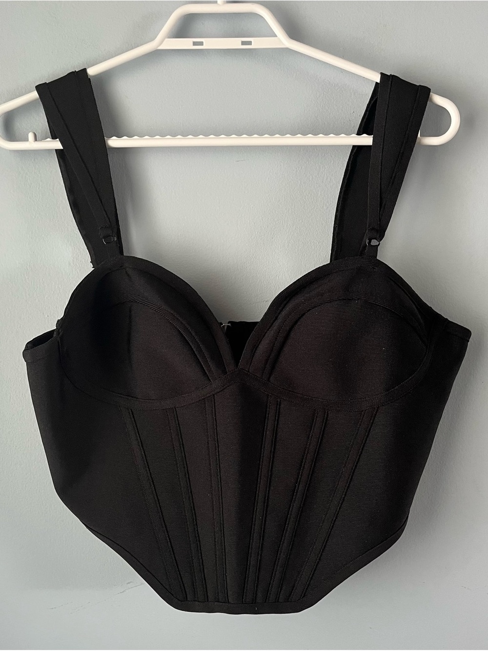 PrettyLittleThing Black Sculpting Crop Bustier Stretch Corset Tank Top Size 12